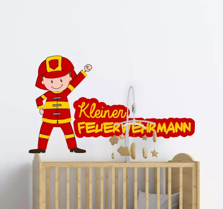 Wandtattoo Kinderzimmer kleiner feuerwehrmann jubelt - TenStickers