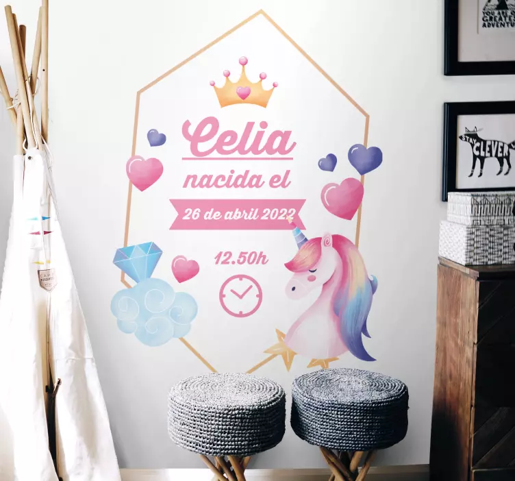 Wandtattoo kinderzimmer krönchen prinzessin geburt daten - TenStickers