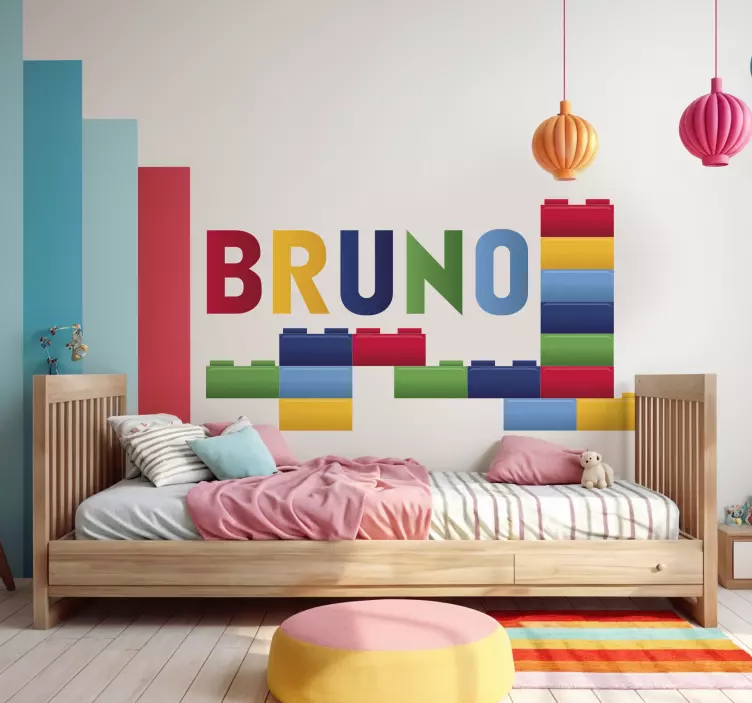 Wandtattoo Kinderzimmer Name bunte Bausteine - TenStickers