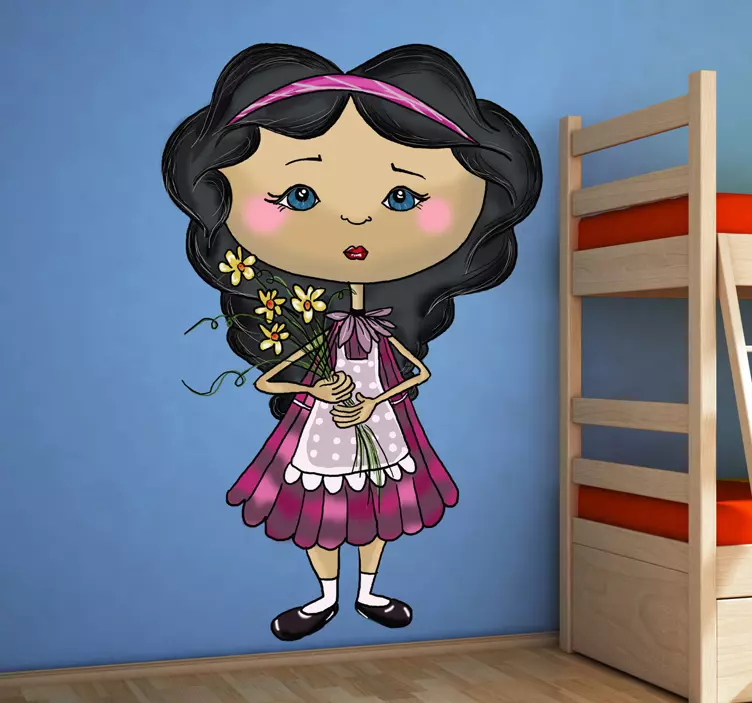 Wandtattoo Kinderzimmer nettes mädchen mit blumen - TenStickers