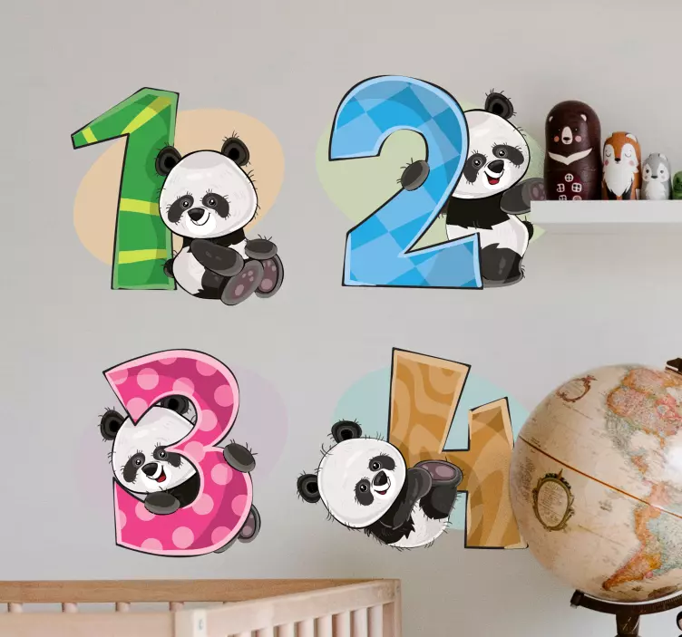 Wandtattoo Kinderzimmer panda nummer freunde - TenStickers