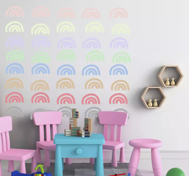 Wandtattoo Kinderzimmer pastell regenbogenmuster - TenStickers