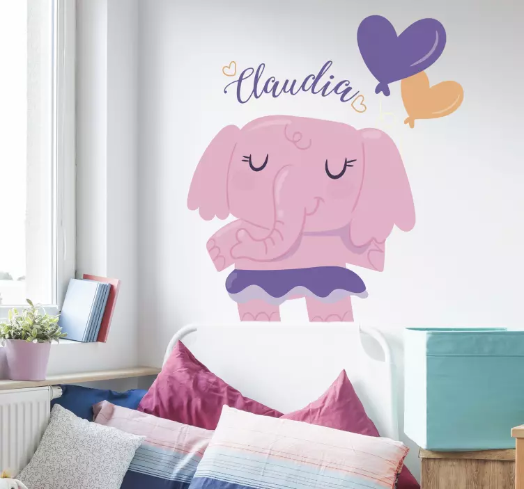 Wandtattoo Kinderzimmer personalisierter süßer elefant - TenStickers