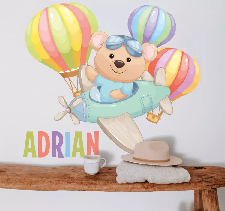 Wandtattoo Kinderzimmer pilot bär abenteuer - TenStickers