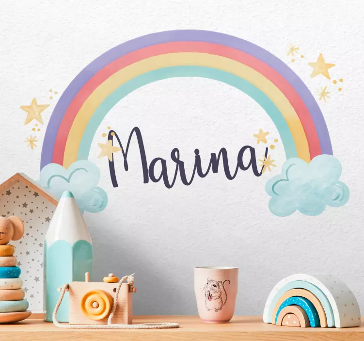 Wandtattoo kinderzimmer regenbogen mit wunschname - TenStickers