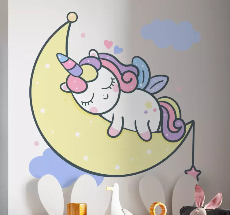 Wandtattoo kinderzimmer schlafendes einhorn mond - TenStickers
