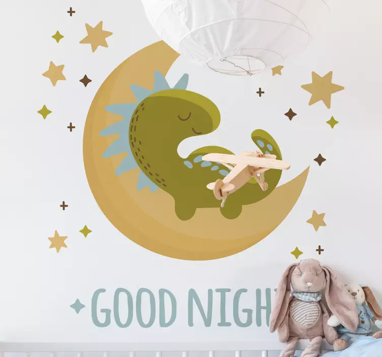Wandtattoo Kinderzimmer schläfriger dinosauriermond - TenStickers