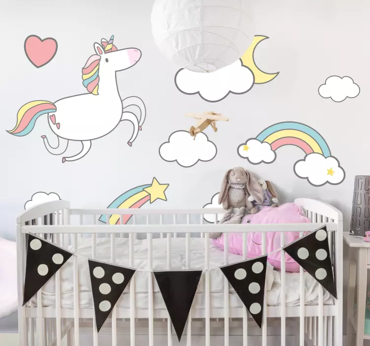 Wandtattoo baby mit verspieltem einhorn-motiv - TenStickers
