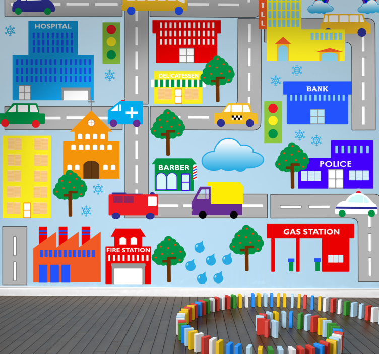 Wandtattoo Kinderzimmer Stadtverkehr - TenStickers