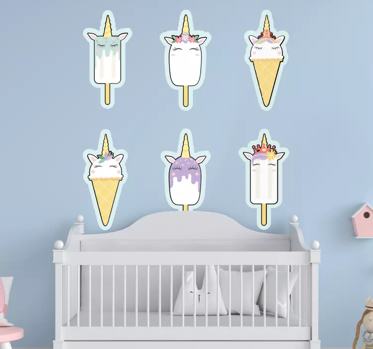 Wandtattoo Kinderzimmer eiscreme-einhörner - TenStickers