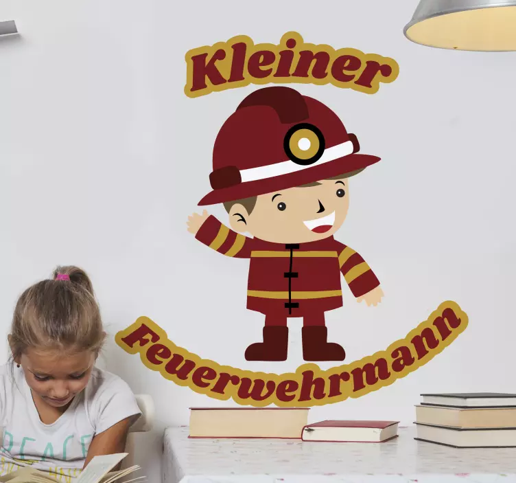 Wandtattoo Kinderzimmer süßer feuerwehrmann-charakter - TenStickers