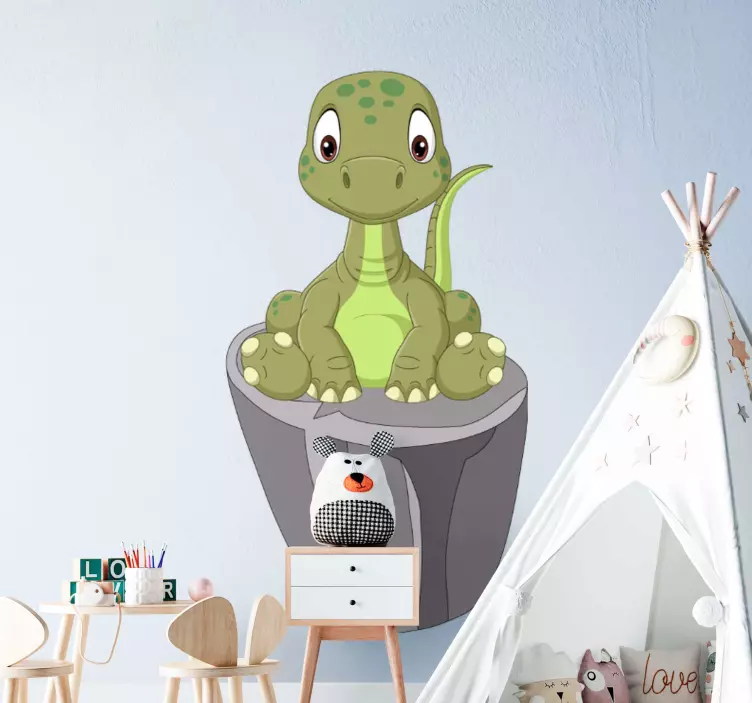 Wandtattoo kinderzimmer süßer sitzender dinosaurier - TenStickers