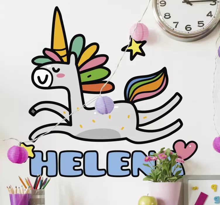 Wandtattoo Kinderzimmer süßes laufendes einhorn - TenStickers