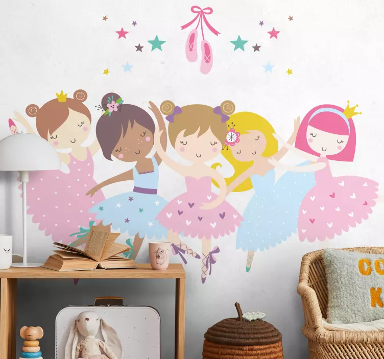 Wandtattoo Kinderzimmer tanzende ballerina-figuren - TenStickers