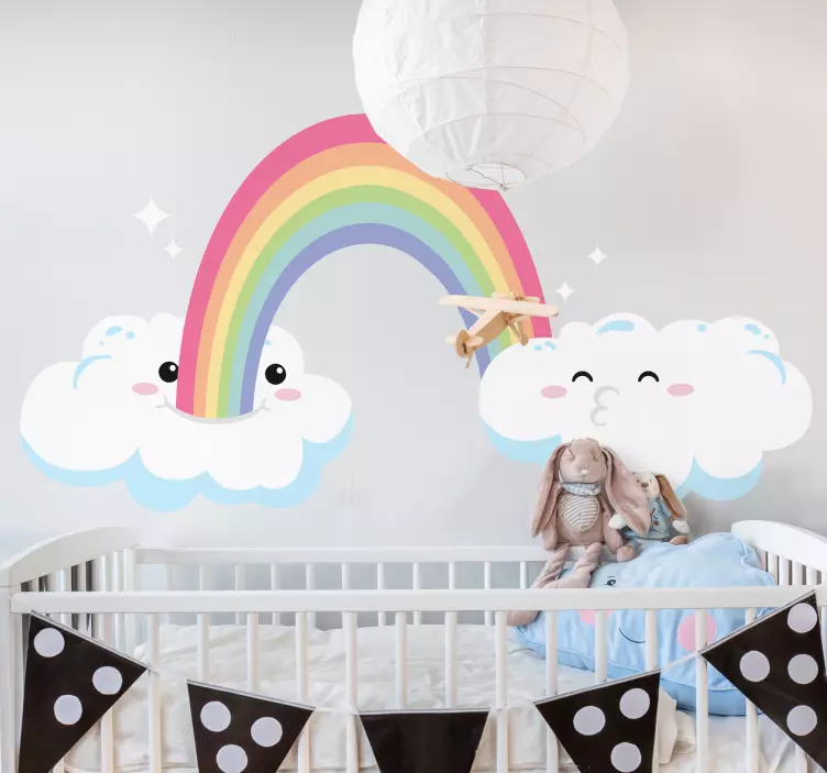 Wandtattoo kinderzimmer verspielte regenbogenwolken - TenStickers