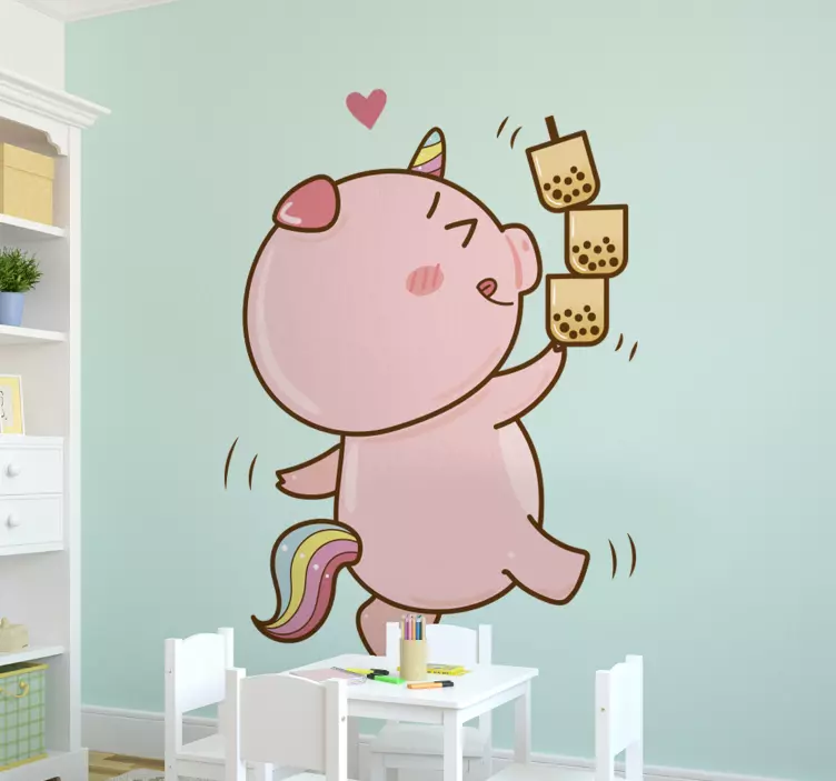 Wandtattoo kinderzimmer verspieltes einhorn charakter - TenStickers