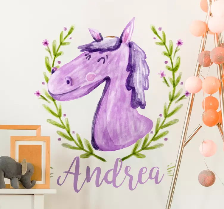 Wandtattoo Kinderzimmer verspieltes einhornporträt - TenStickers