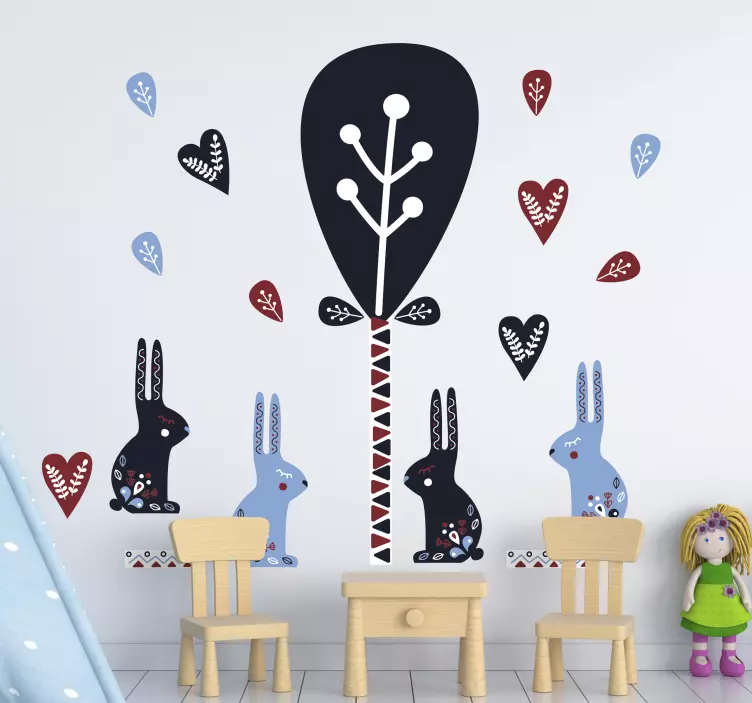 Wandtattoo Kinderzimmer verspieltes hasenmotiv - TenStickers