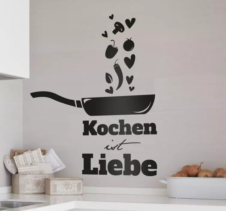 Wandtattoo Küche Spruch Kochen ist Liebe - TenStickers