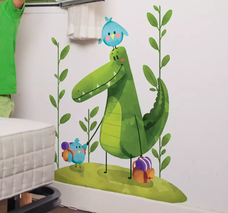 Wandtattoo Krokodil mit Vogel - TenStickers