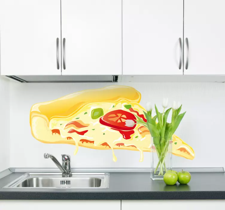 Wandtattoo Küche Pizza mit Tomate - TenStickers