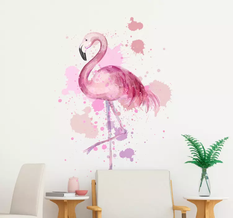 Wandtattoo Wohnzimmer Flamingo Farbkleckse - TenStickers