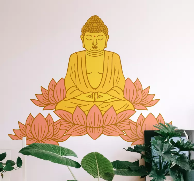 Wandtattoo kunst lotus buddha figur - TenStickers