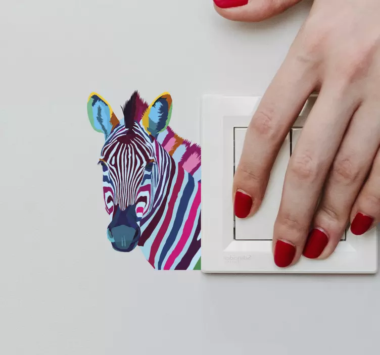 Lichtschalter Symbol Aufkleber Zebra pop art - TenStickers
