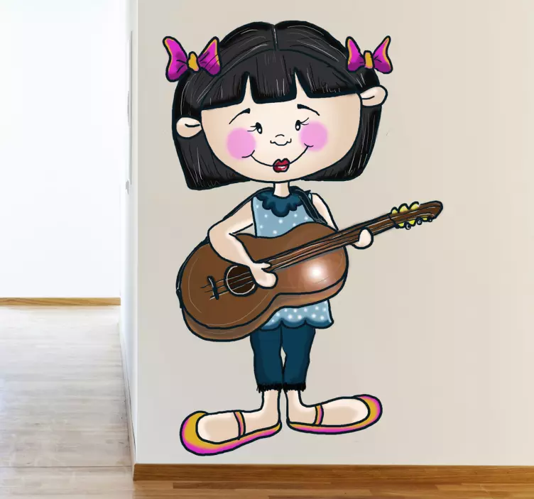 Wandtattoo Mädchen mit Gitarre - TenStickers