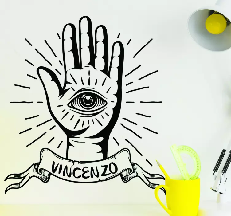 Wandtattoo Menschen hand mit auge und namen - TenStickers