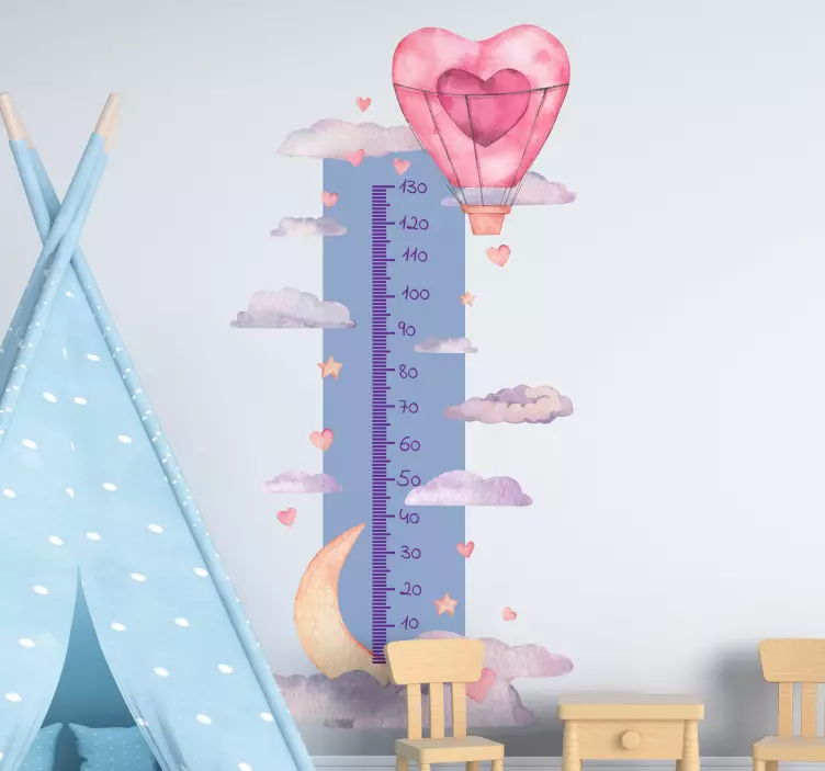 Wandtattoo messlatte herzluftballon wachstumstabelle - TenStickers