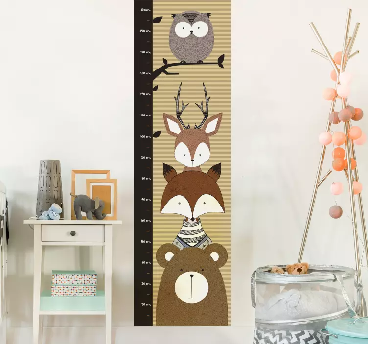 Wandtattoo Messlatte wachstumsmaß für Tiere - TenStickers