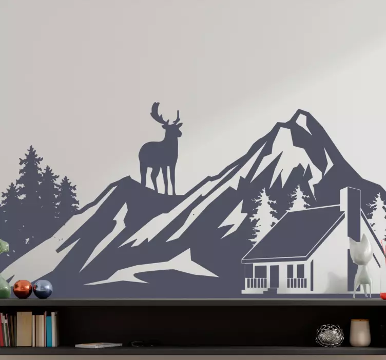 Wandtattoo Natur aussicht auf die berghütte - TenStickers