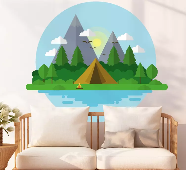 Wandtattoo natur bergcamping landschaft - TenStickers
