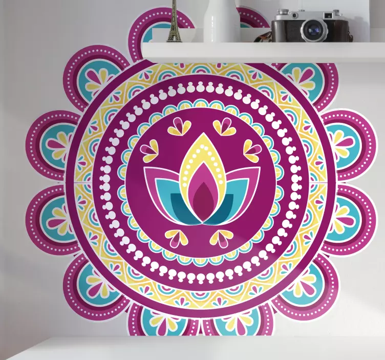 Wandtattoo Natur buntes lotus-mandala - TenStickers