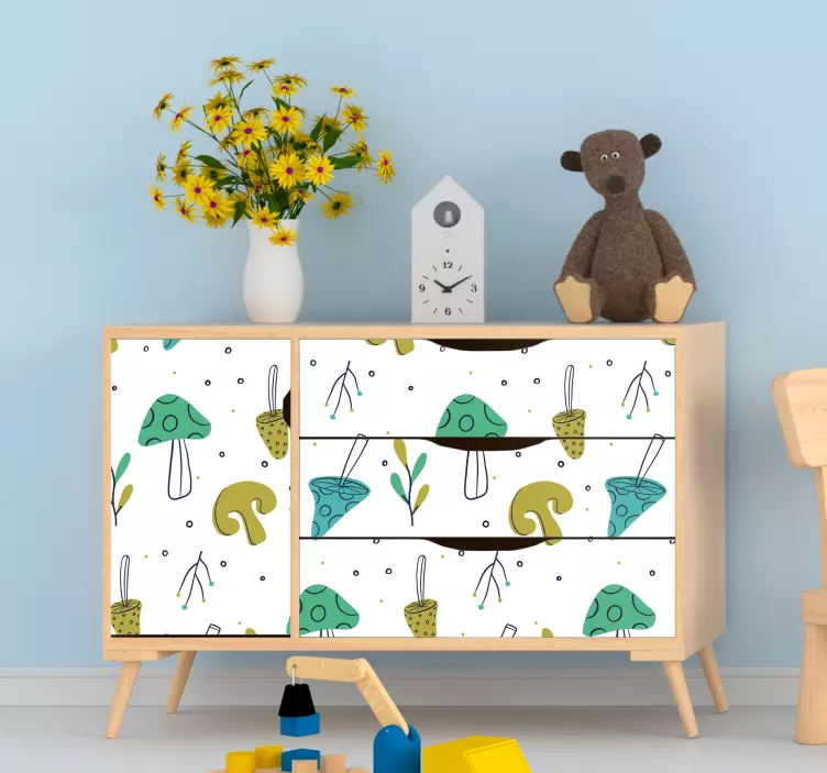 Möbelfolie mit lebhaftem pilzmuster - TenStickers