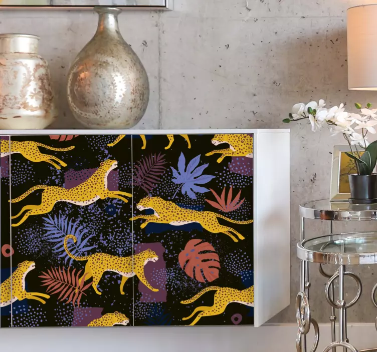 Möbelfolie springende leoparden - TenStickers