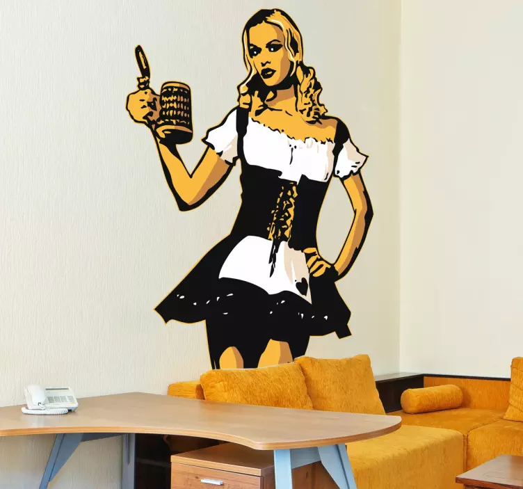 Wandtattoo Oktoberfest Mädchen im Dirndl - TenStickers