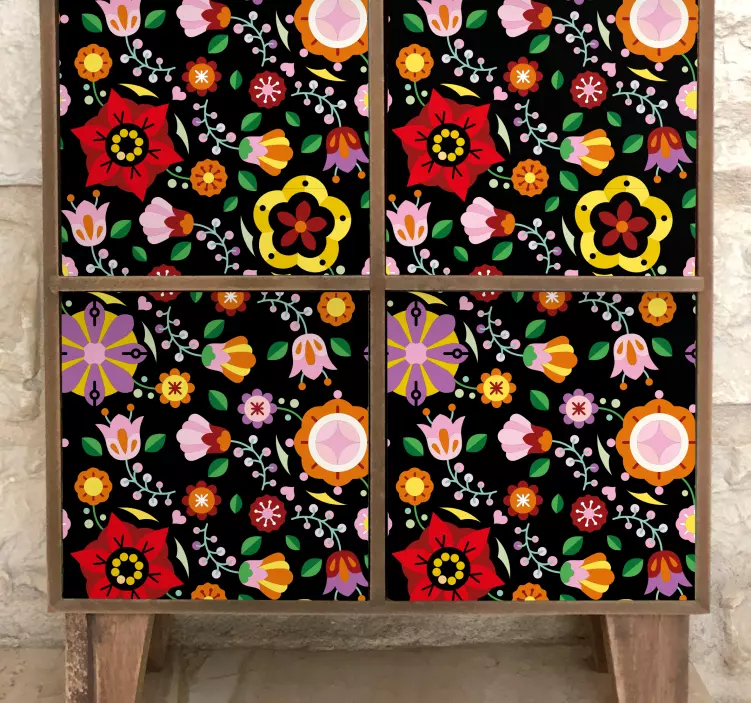 Wandtattoo Ornament botanisches retro-motiv - TenStickers