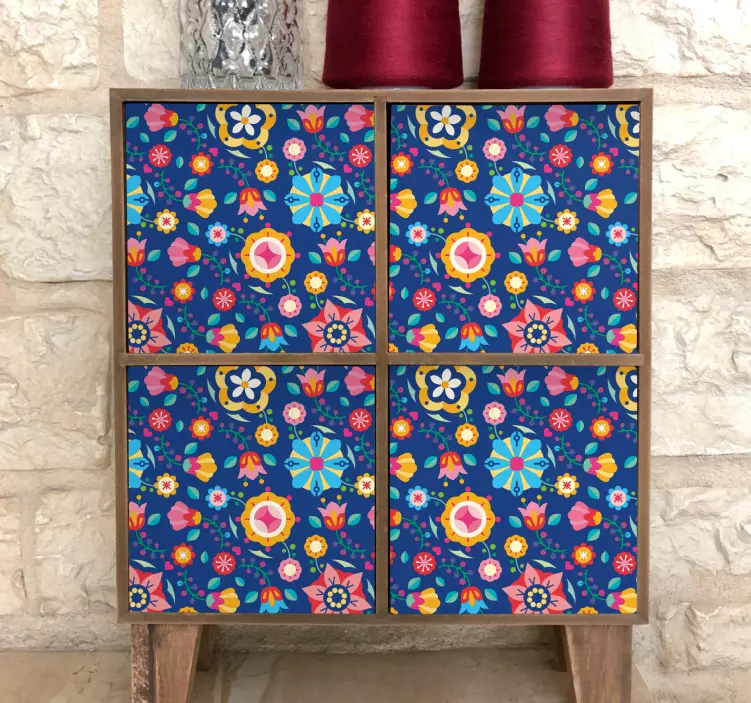 Wandtattoo Ornament buntes blumenmuster - TenStickers