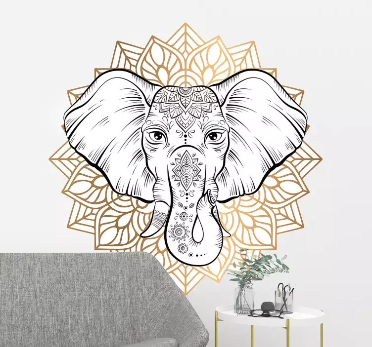 Wandtattoo Ornament elegantes elefantenmandala - TenStickers