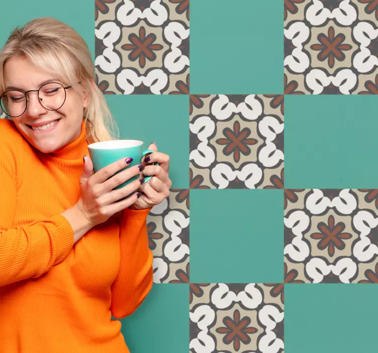 Fliesenaufkleber geometrisches beiges design - TenStickers