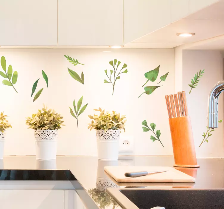 Wandtattoo Pflanzen Aquarellblätter - TenStickers