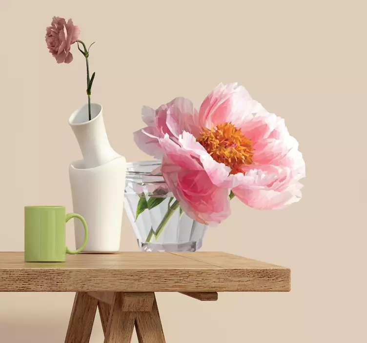 Wandtattoo polygonale Blume im Glas - TenStickers