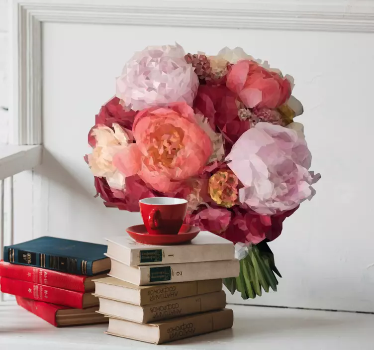 Wandtattoo polygonaler Blumenstrauß - TenStickers