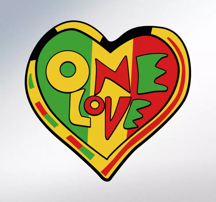 Wandtattoo Rasta Herz One Love - TenStickers