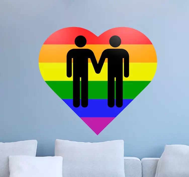 Wandtattoo Regenbogenherz schwules Paar - TenStickers