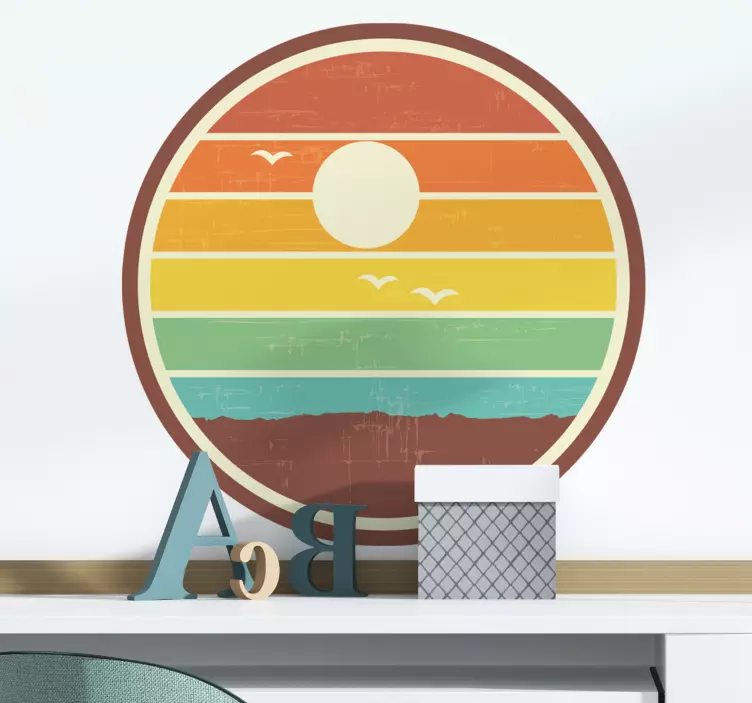 Vintage Aufkleber Hier kommt das Design der sonne der 70er jahre - TenStickers