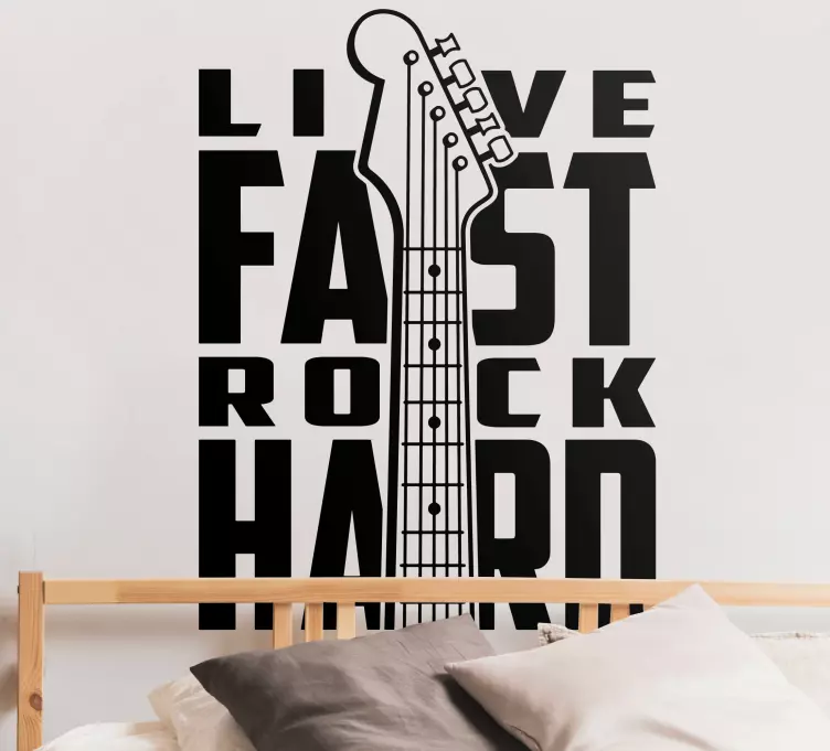 Rock Aufkleber E-gitarre mit text - TenStickers