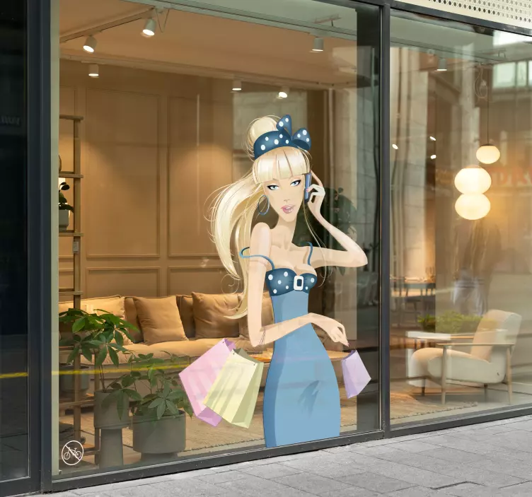 Wandtattoo shoppende Frau am Telefon - TenStickers